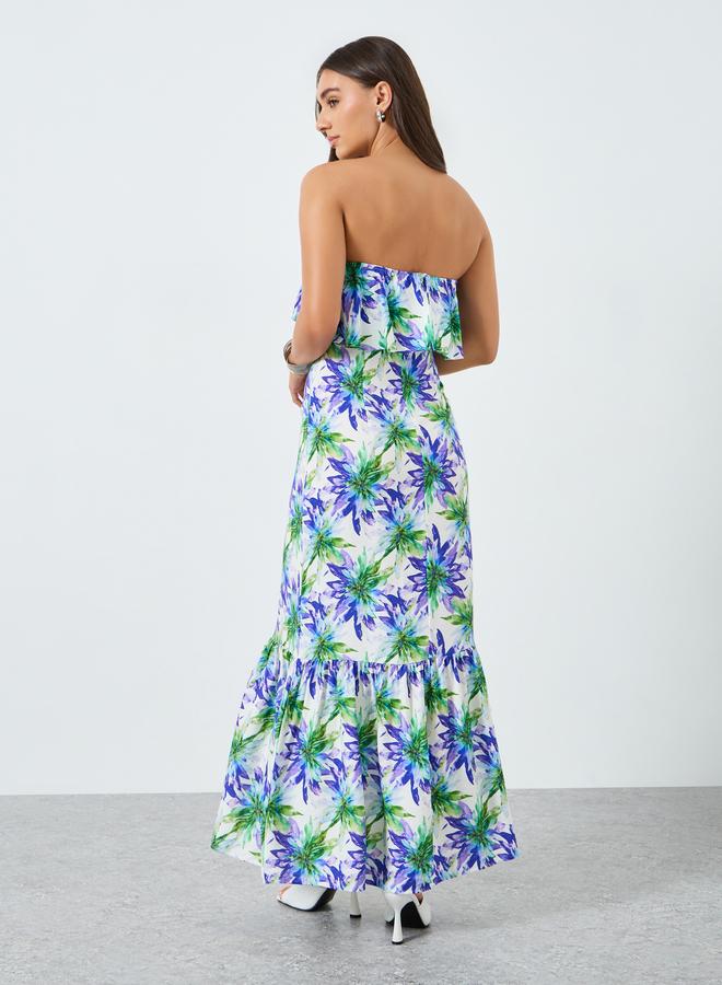 ستايلي فستان طويل بطبعة زهور وحمالات - Image 5